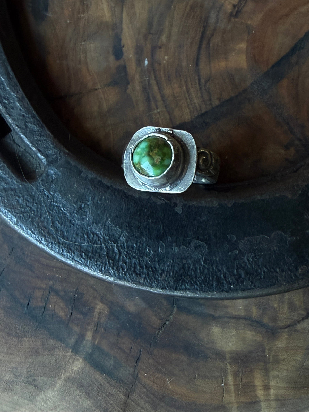 Sonoran Turquoise Patterned Silver Ring by Bootleg Silver Co – view 4