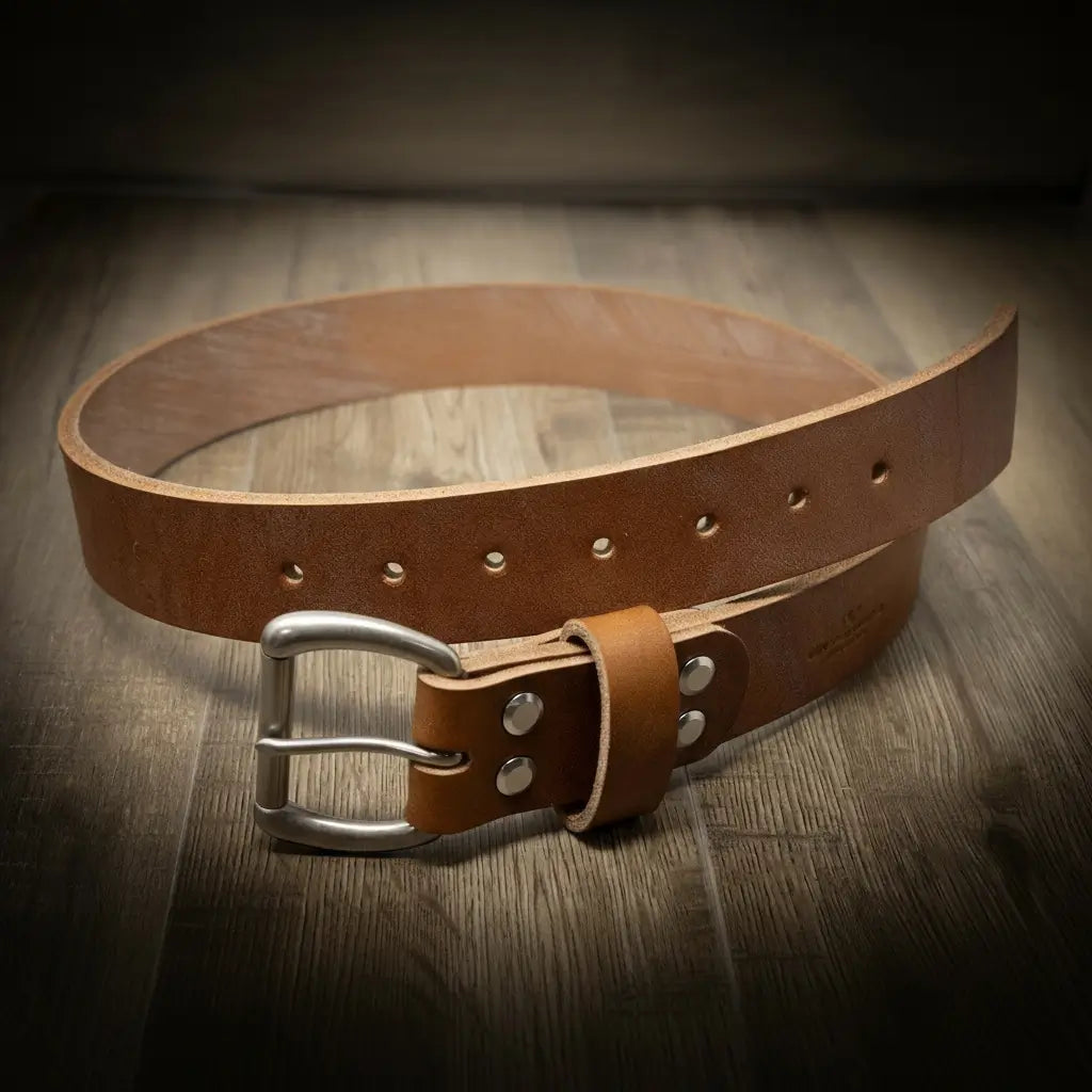 Handmade Full-Grain Leather Belt for Men — Men's Leather Belt - Oak Brown