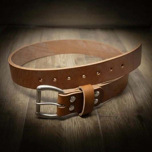 Handmade Full-Grain Leather Belt for Men — Men's Leather Belt - Oak Brown