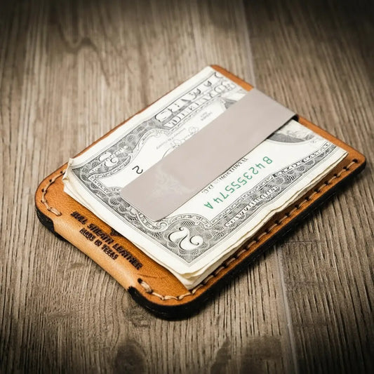 Handmade Full-Grain Leather Money Clip Wallet for Men — The Keller Money Clip