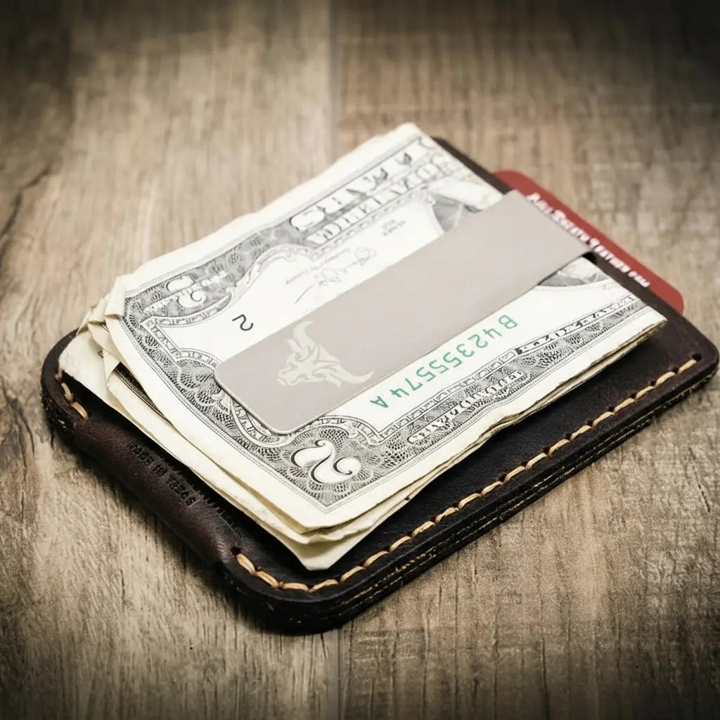 Handmade Full-Grain Leather Money Clip Wallet for Men — The Keller Money Clip