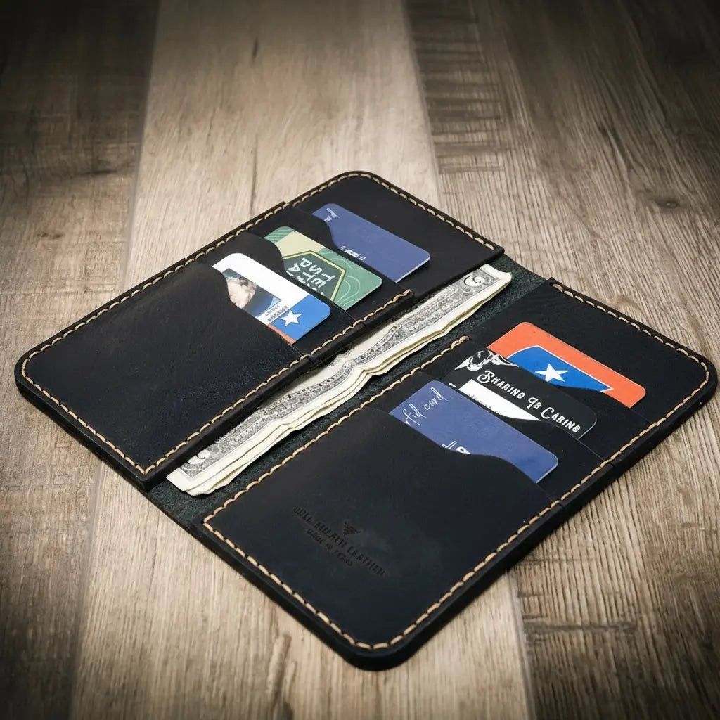 Handmade Full-Grain Leather Long Wallet for Men — Western Long Wallet