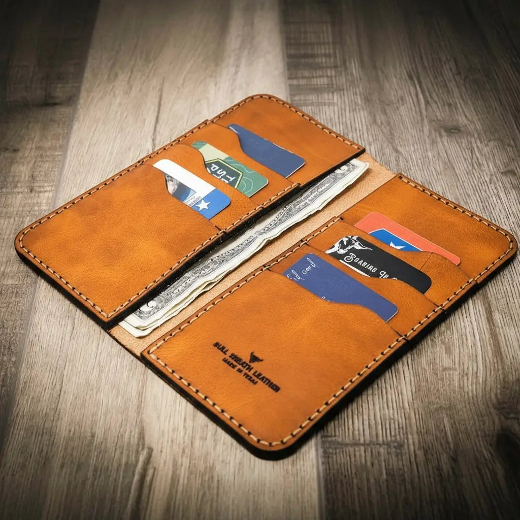Handmade Full-Grain Leather Long Wallet for Men — Western Long Wallet