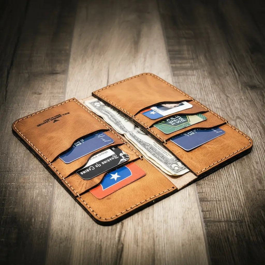 Handmade Full-Grain Leather Long Wallet for Men — Western Long Wallet