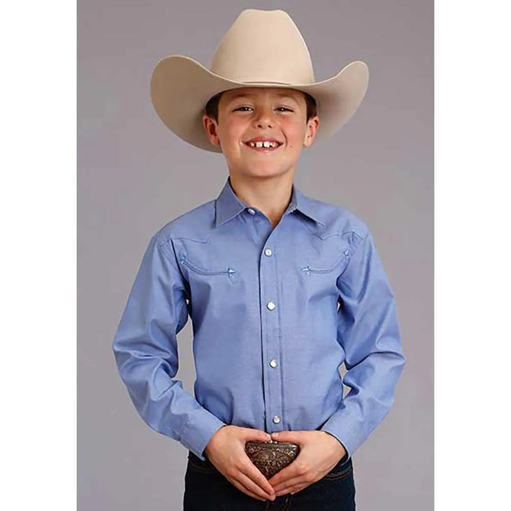 Stetson Pinpoint Oxford (Blue) - Boy's Western Shirt