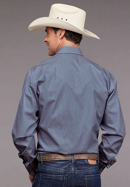 Stetson 2030 Diamond Neat (Blue) - Men's Western Shirt