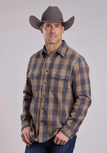 Stetson 2548 Brushed Twill (Brown) - Men's Western Shirt