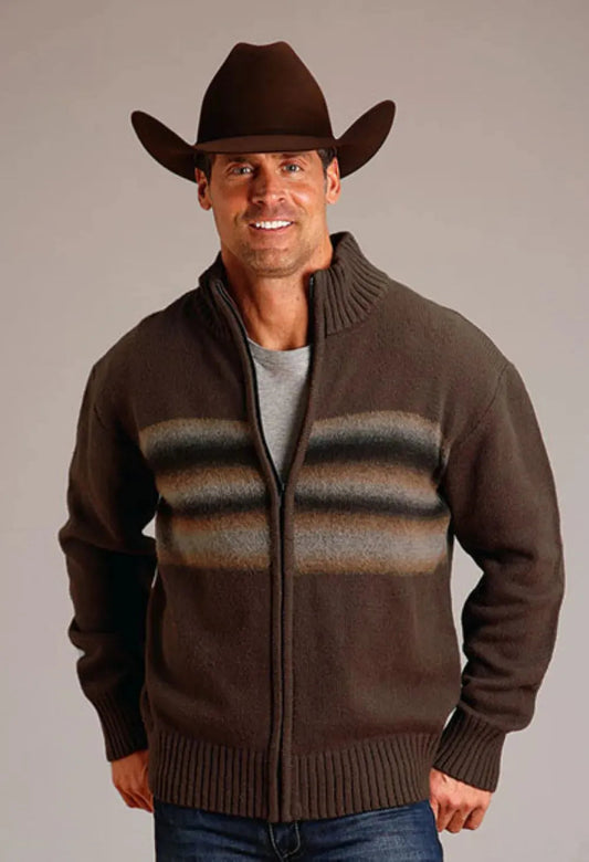 Stetson Ombre Boarder (Brown) - Men's Wool Blended Sweater