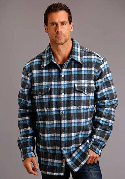Stetson Plaid Flannel (Blue) - Men's Wool Shirt Jacket