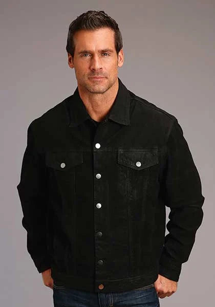 Stetson Novelty Solid Distressed (Black) - Men's Leather Jacket