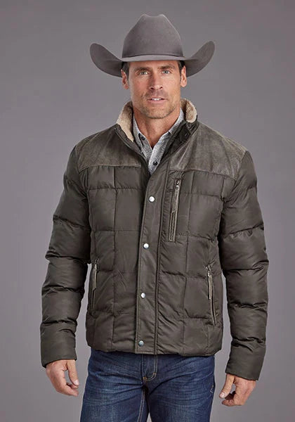 Stetson Novelty Solid Quilted (Grey) - Men's Nylon Jacket