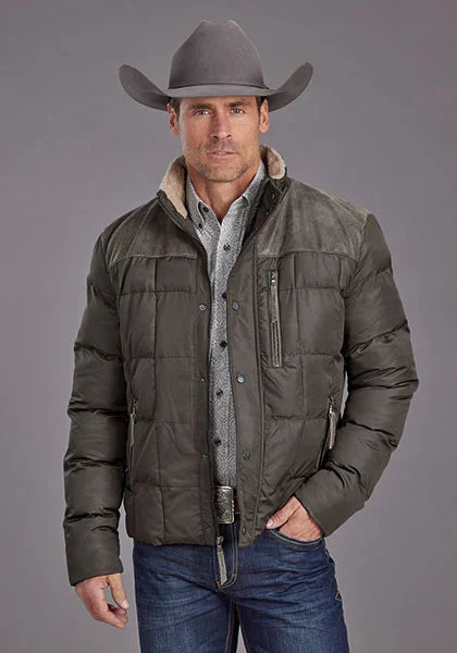 Stetson Novelty Solid Quilted (Grey) - Men's Nylon Jacket