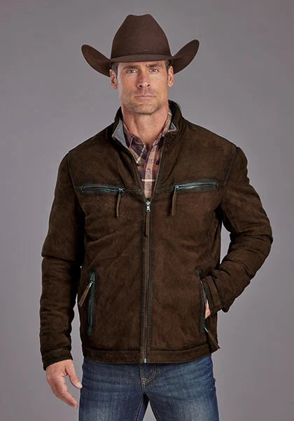 Stetson Novelty Solid Smoother Brunt (Brown) - Men's Leather Jacket