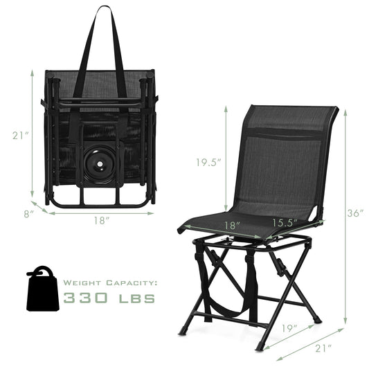 360° Swivel Hunting Chair – Foldable All-Terrain Mesh Seat