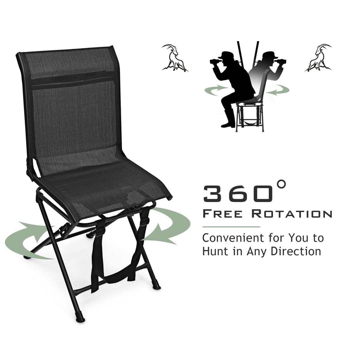 360° Swivel Hunting Chair – Foldable All-Terrain Mesh Seat