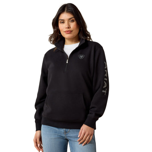 Ariat Women's Black Logo 1/2 Zip Sweatshirt