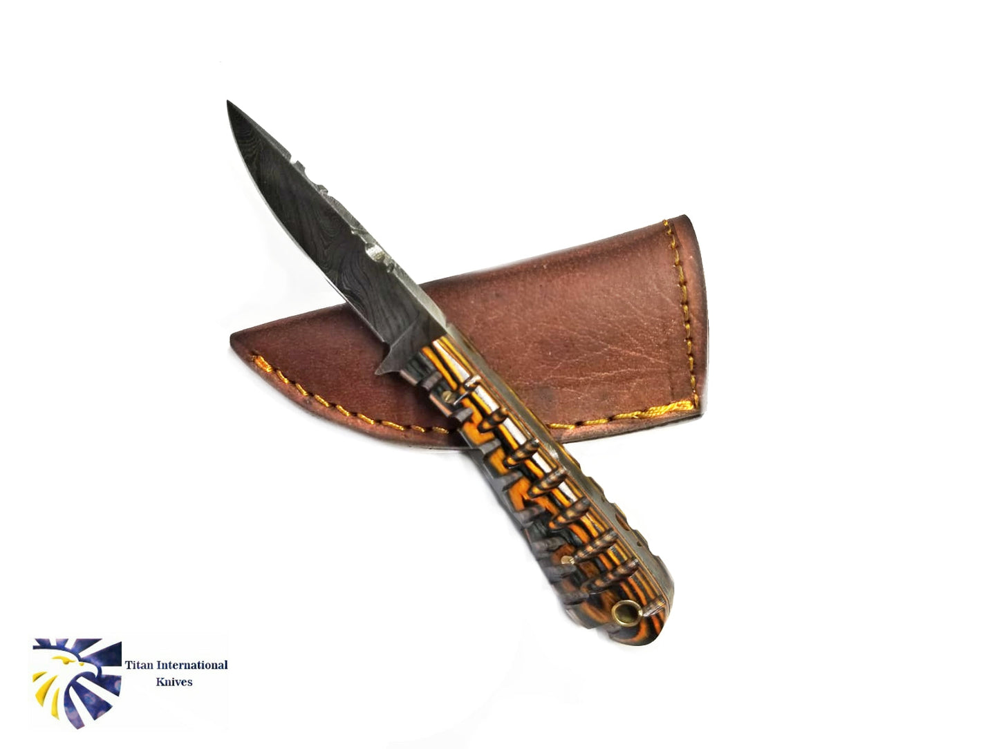 Neck Style Carved Diamond Damascus Knife by Titan TD-208