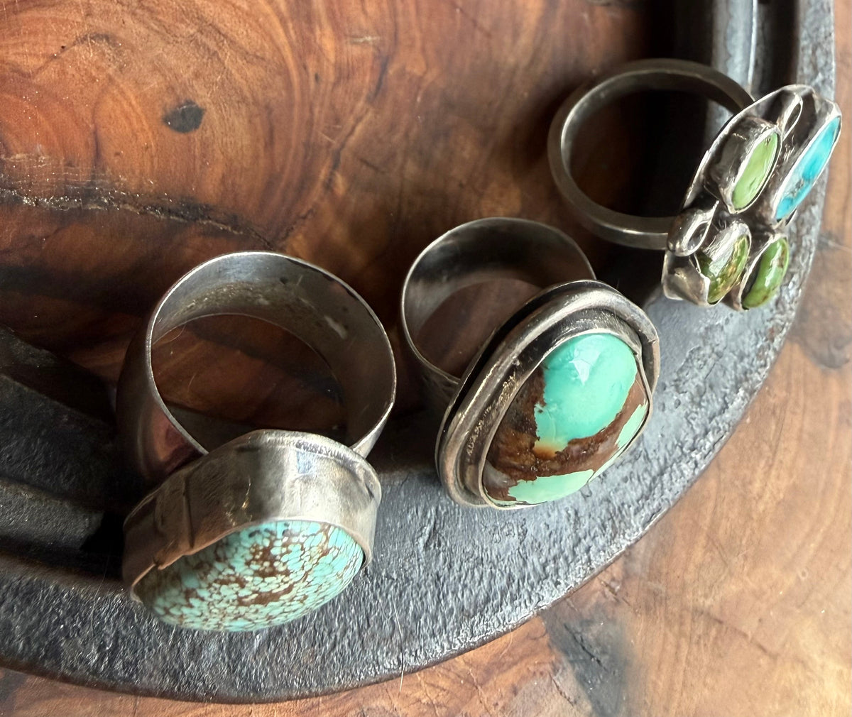 White Water & Sonoran Gold Turquoise Cluster Ring by Bootleg Silver Co – view 6