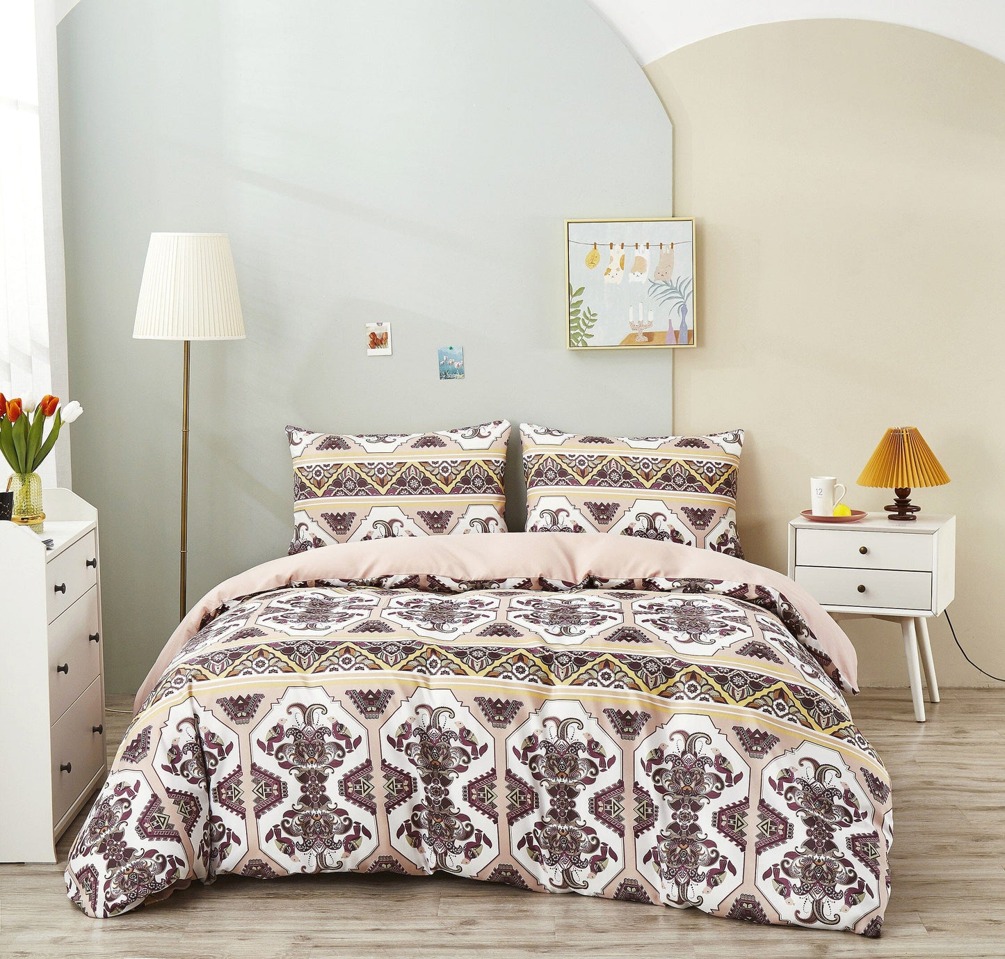 Kilim Duvet Cover - w/ Pillow Intricate Ornament Print