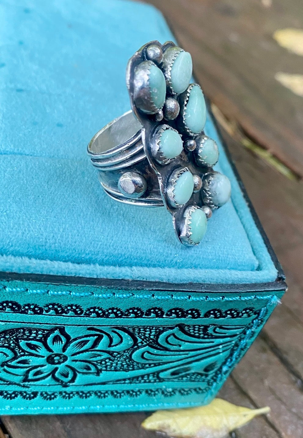 Palomino Variscite Cluster Ring by Bootleg Silver Co – view 3