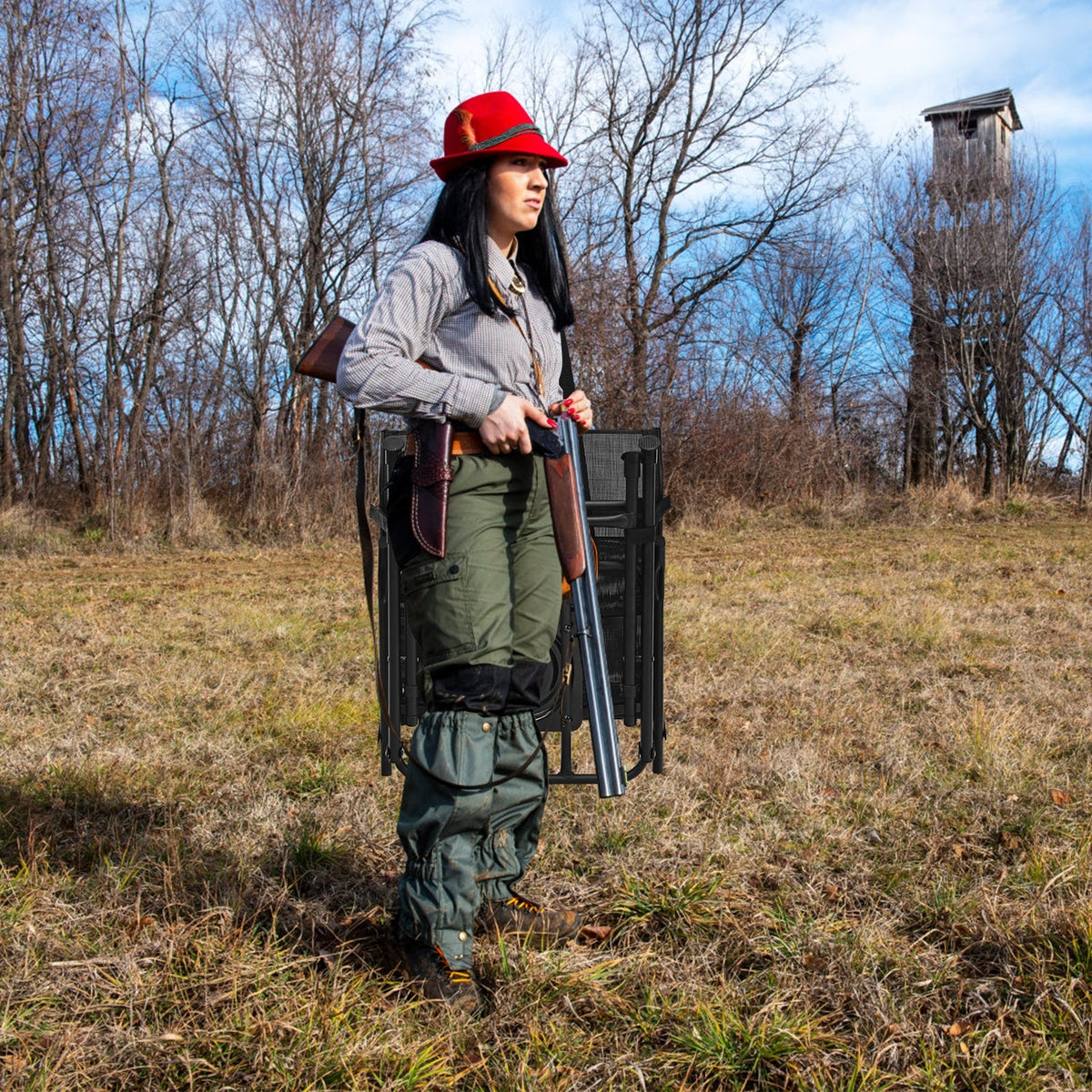 360° Swivel Hunting Chair – Foldable All-Terrain Mesh Seat