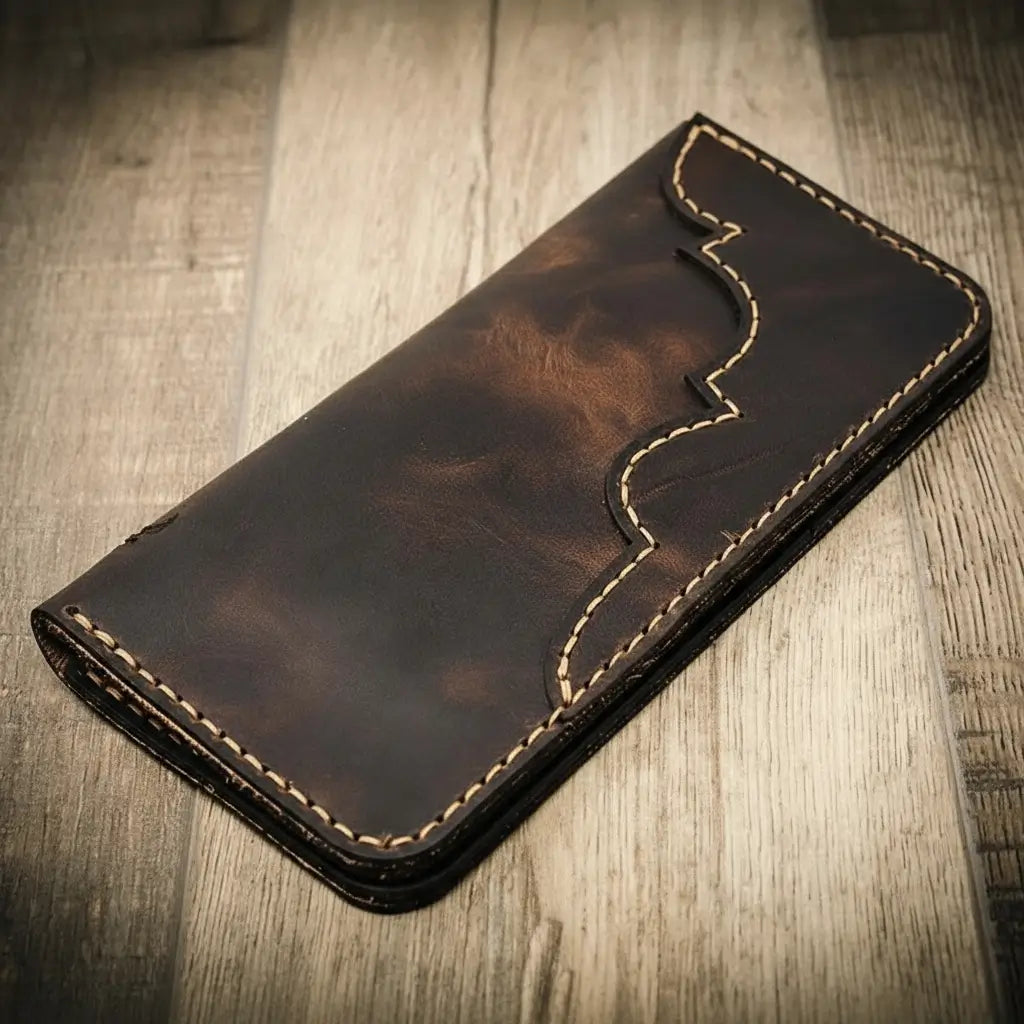 Handmade Full-Grain Leather Long Wallet for Men — Western Long Wallet