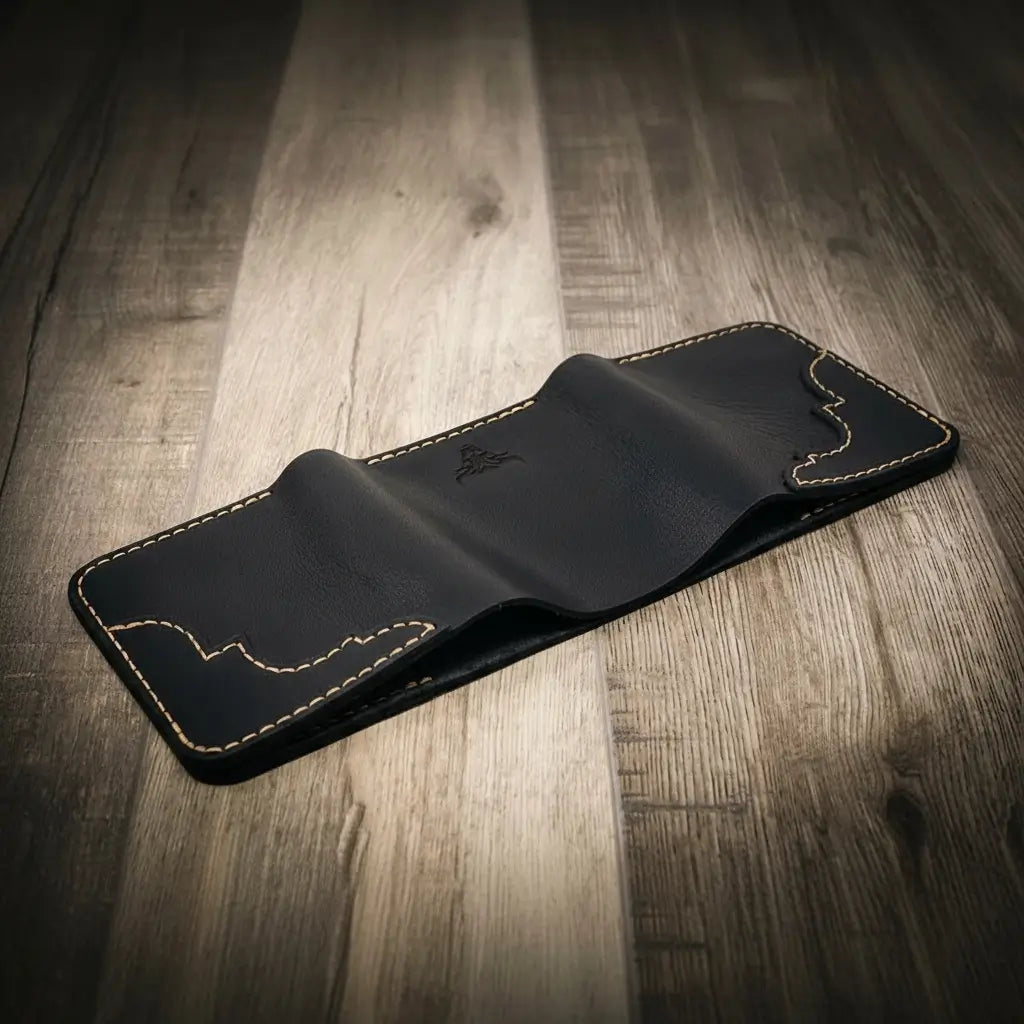 Handmade Full-Grain Leather Trifold Wallet for Men — Western Trifold Wallet