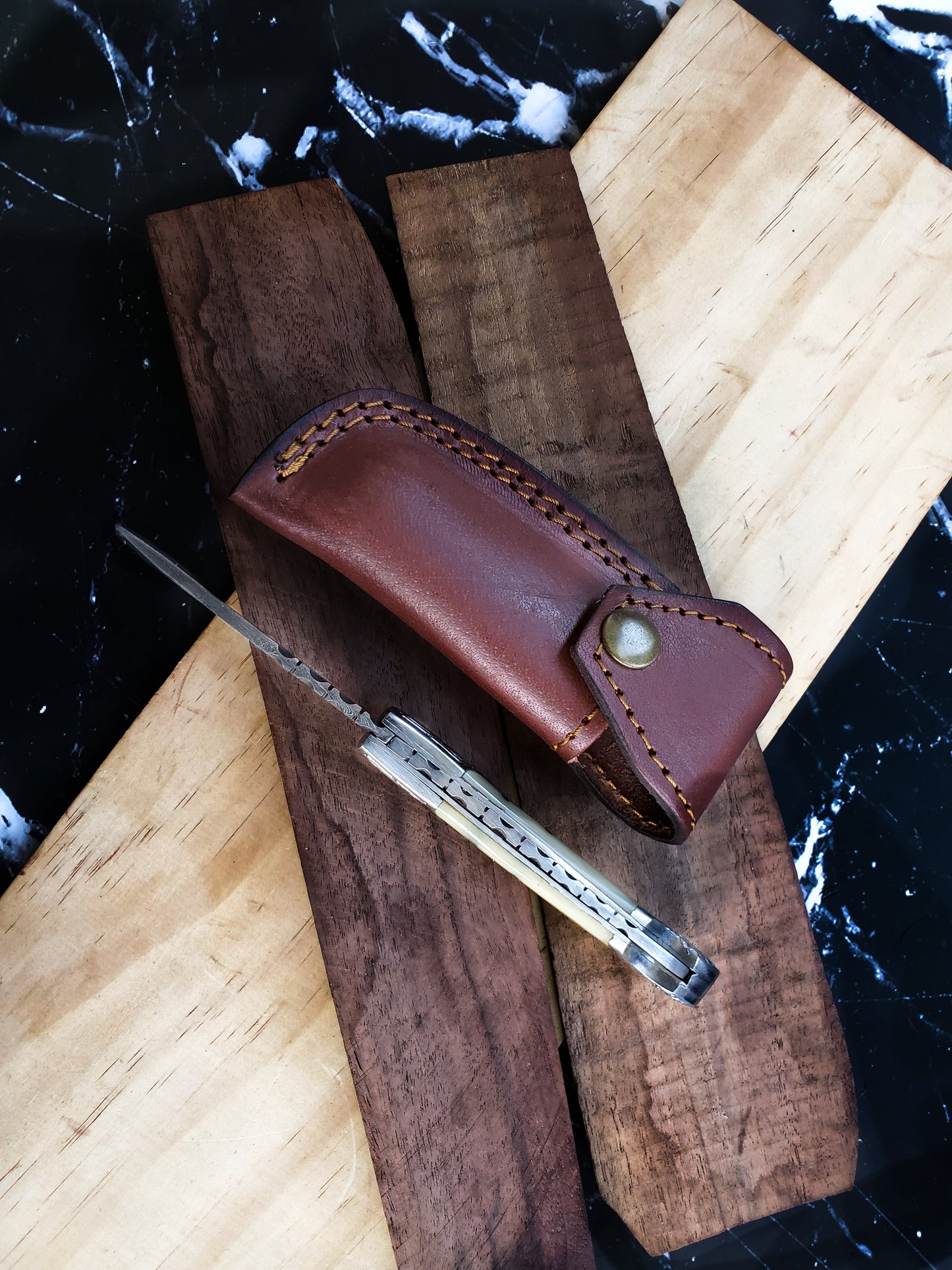 Bone and Steel Engraved Engraved Handle Damascus Steel 6.5" TF-005