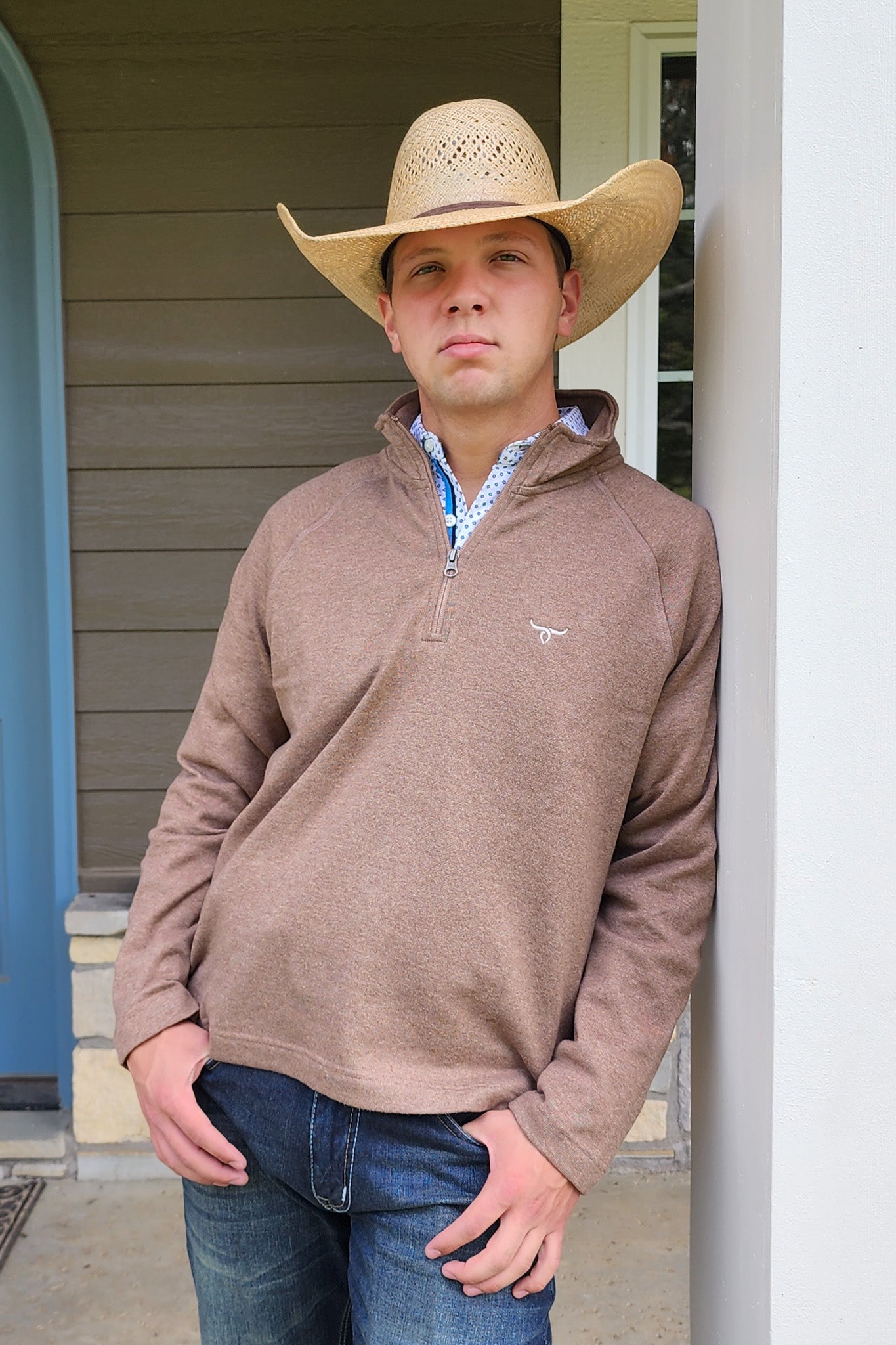 Drover Men's Western 1/4 Zip Pullover