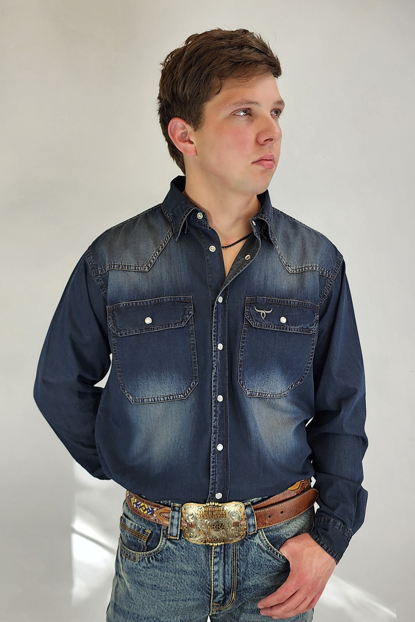 Drover Men's Western Shirt Signature Series - Pearl Snap Denim - Tumbleweed