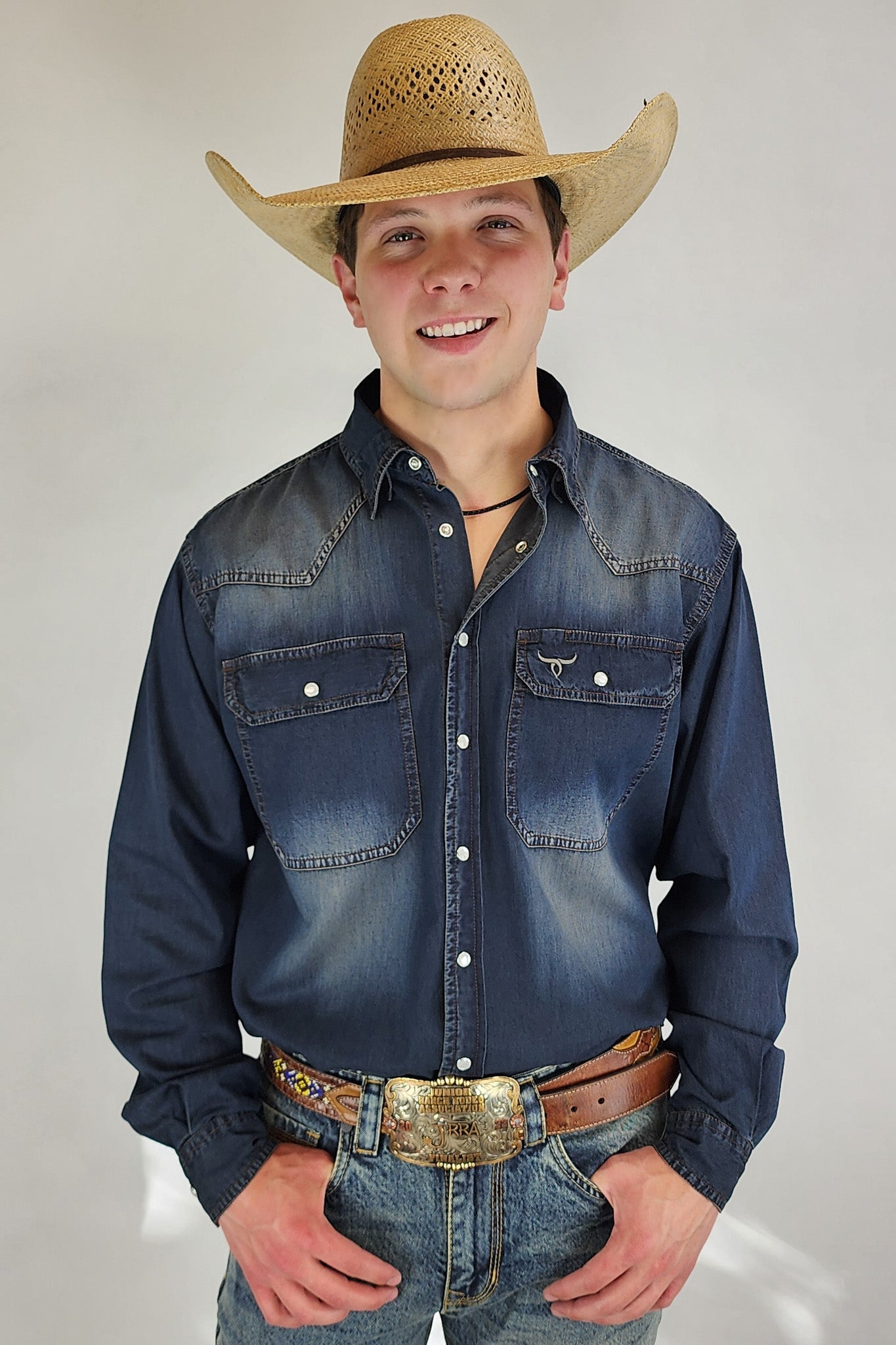 Drover Men's Western Shirt Signature Series - Pearl Snap Denim - Tumbleweed