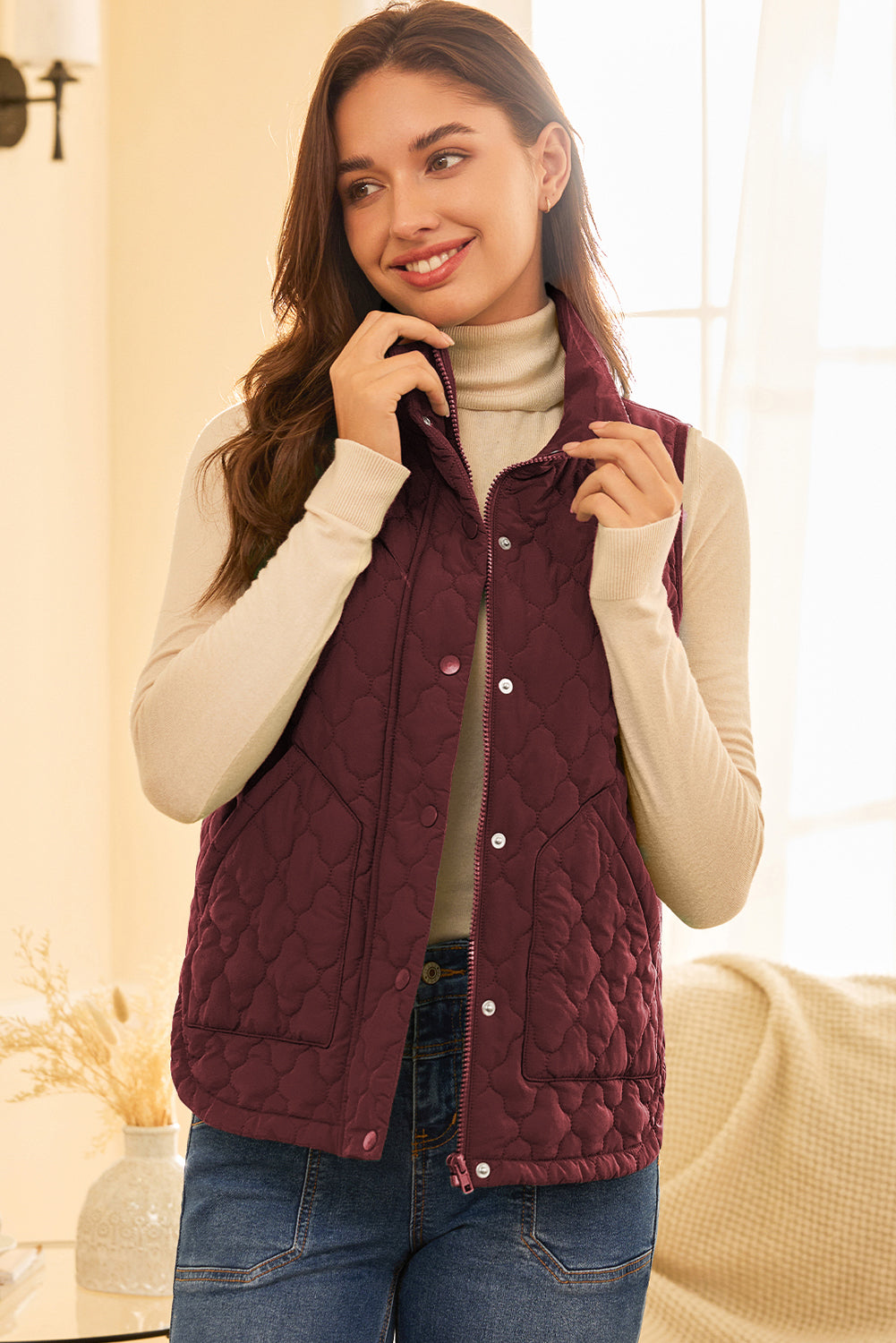 Flower Quilted Winter Vest