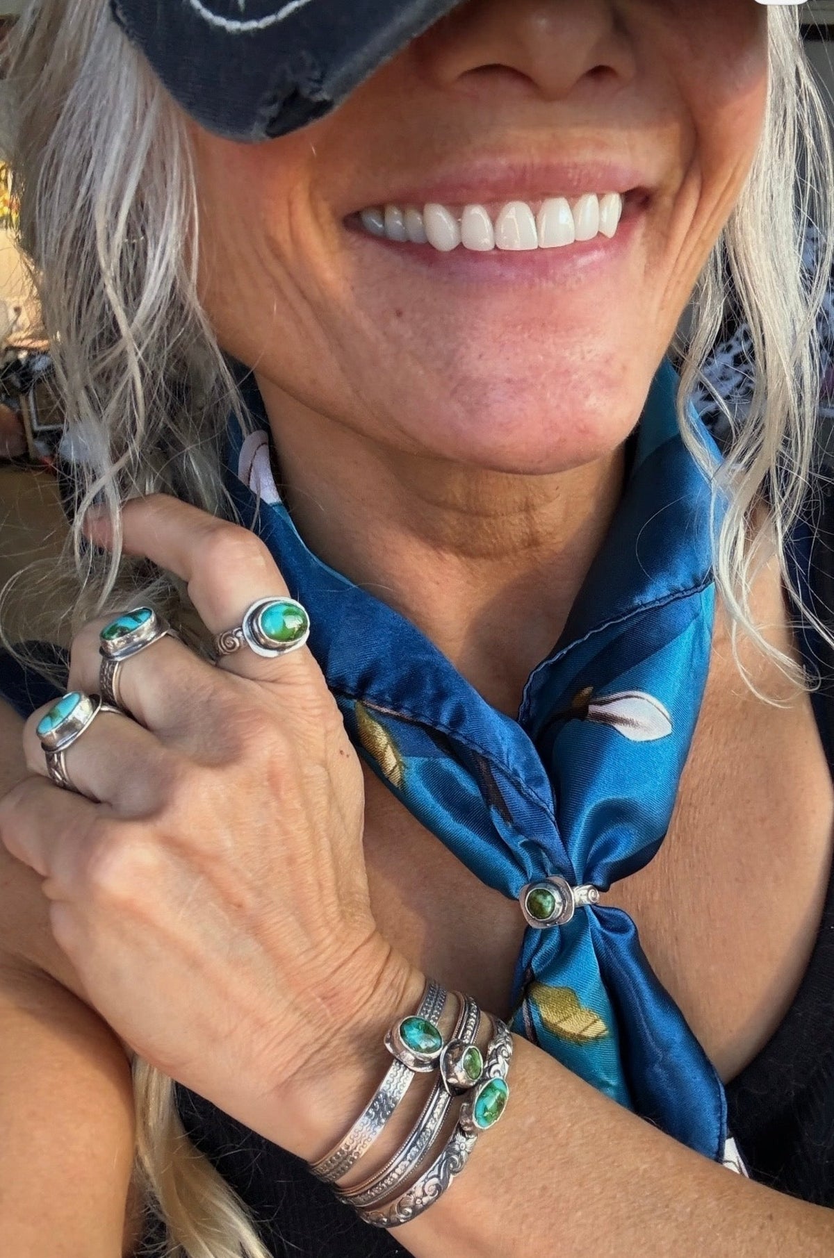 Sonoran Turquoise Patterned Silver Ring by Bootleg Silver Co – view 2
