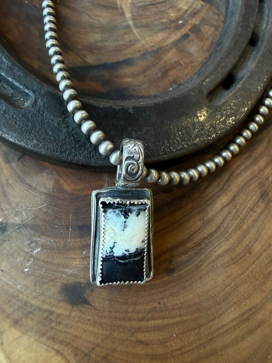White Buffalo Rectangular Shadowbox Pendant by Bootleg Silver Co – view 2