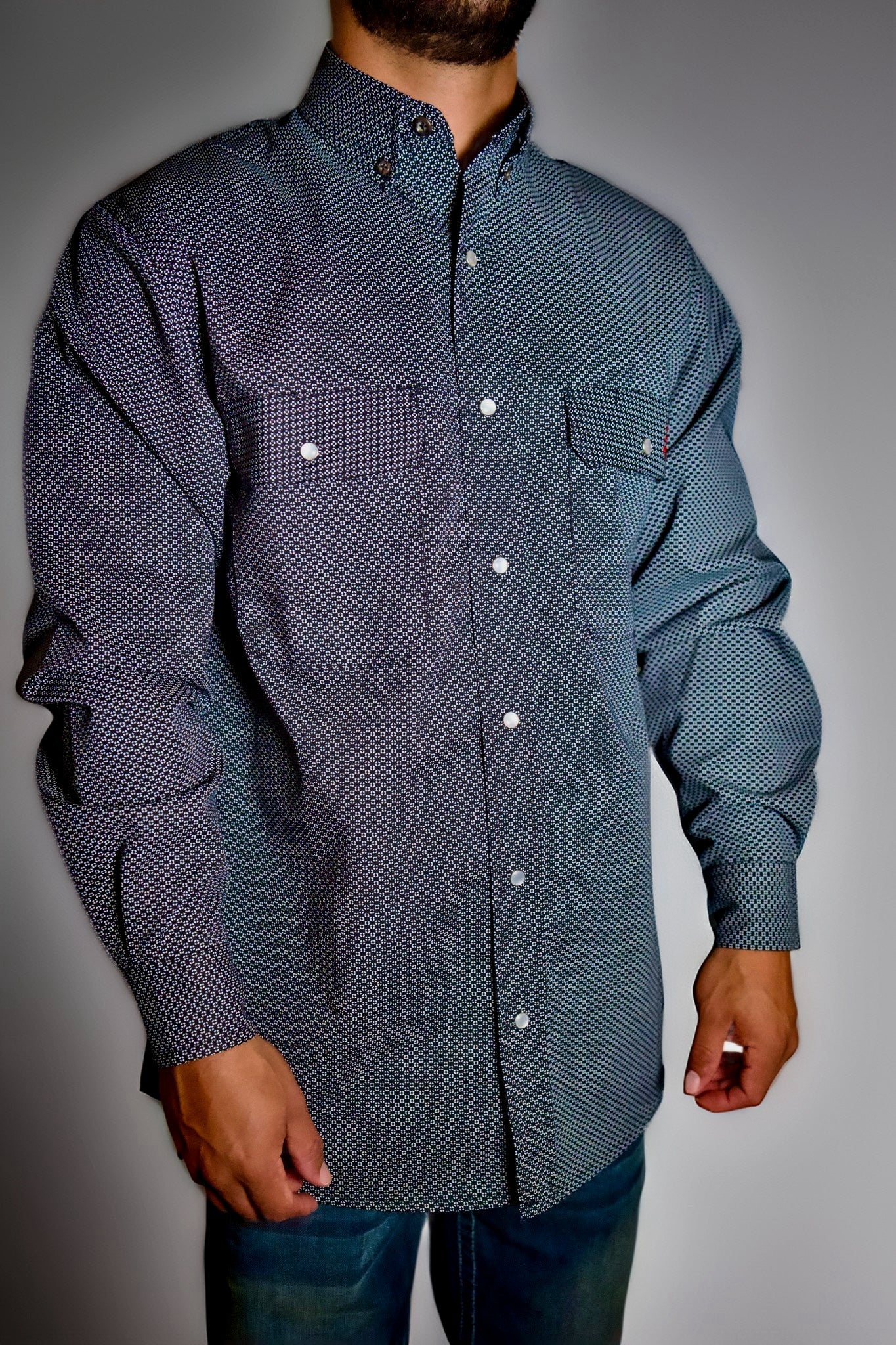 Pearl Snap Work Shirt - Shadow Black