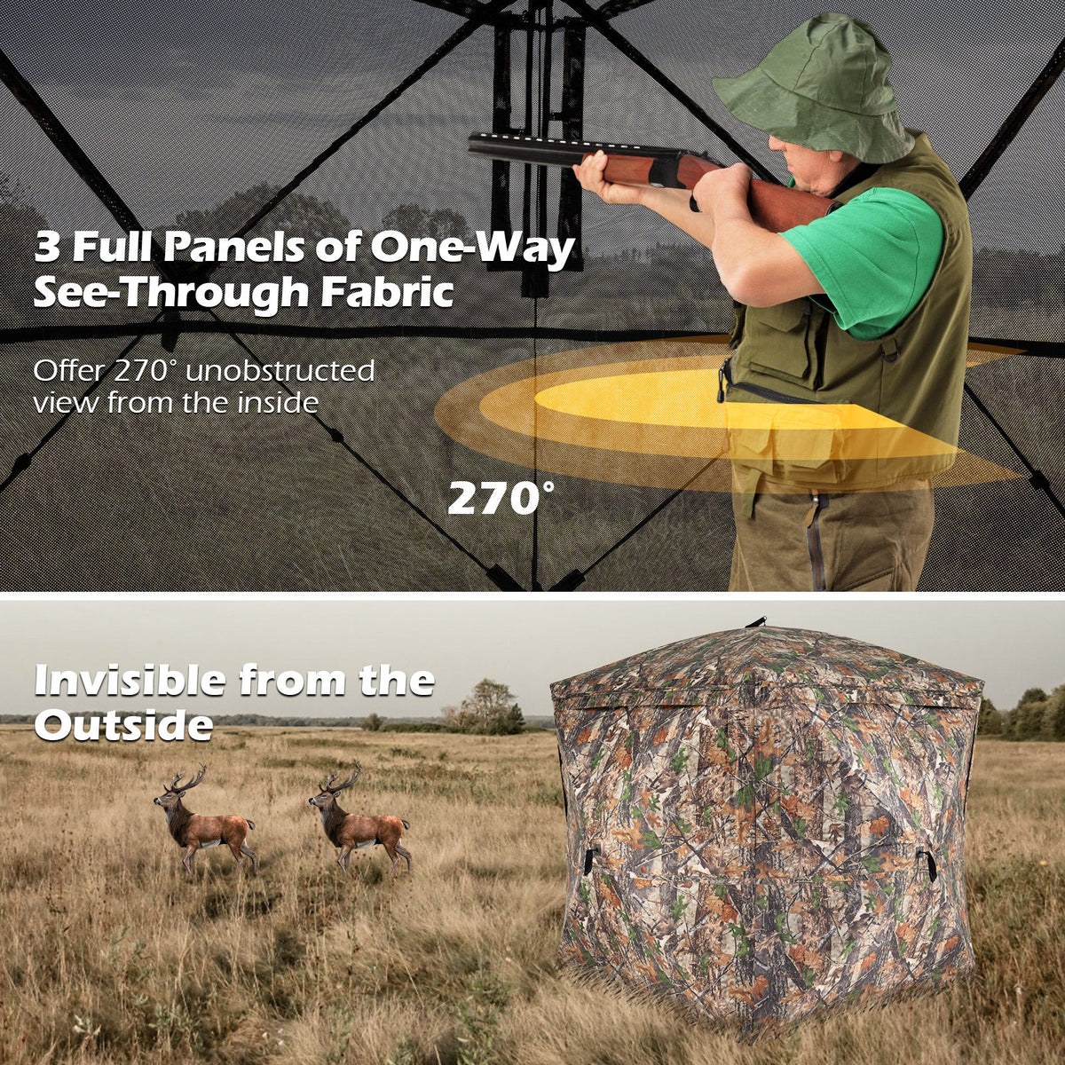 270° See-Through Hunting Blind with Silent Magnetic Door – 2-3 Person