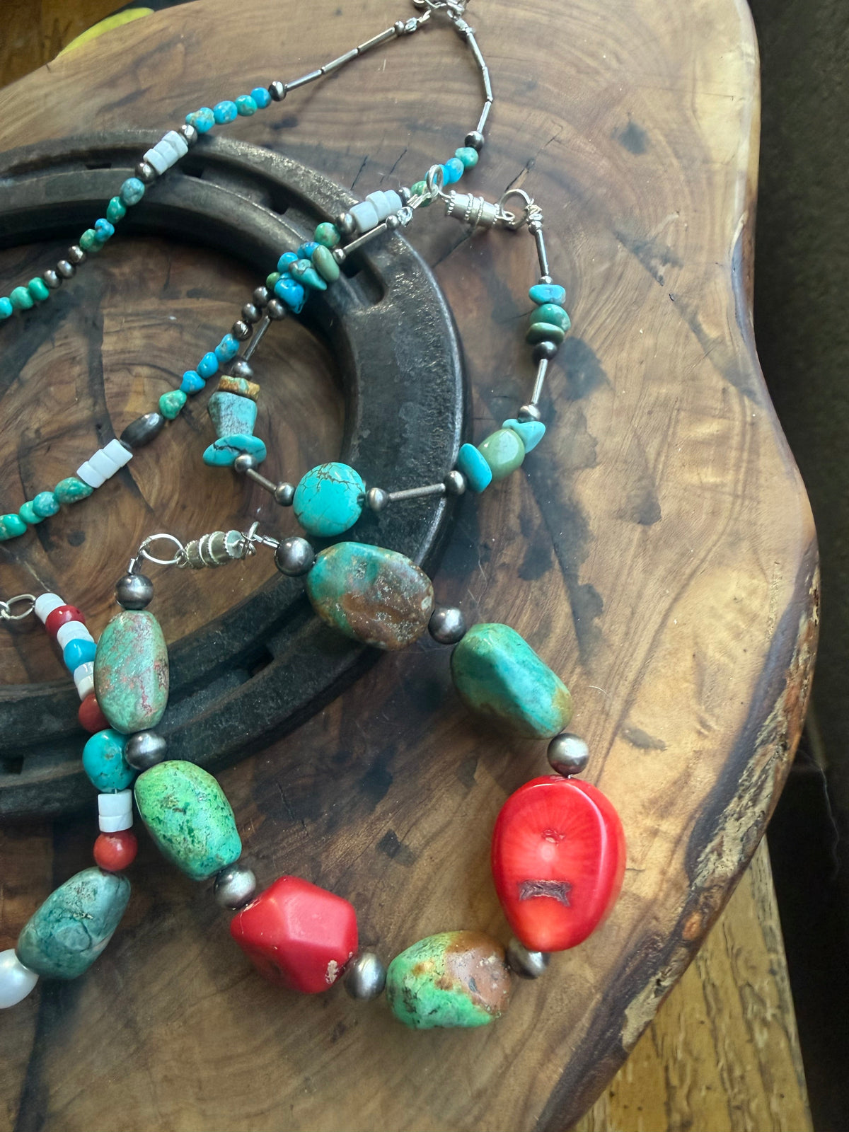 Turquoise & Vintage Bead Necklace and Bracelet Set by Bootleg Silver Co – view 2