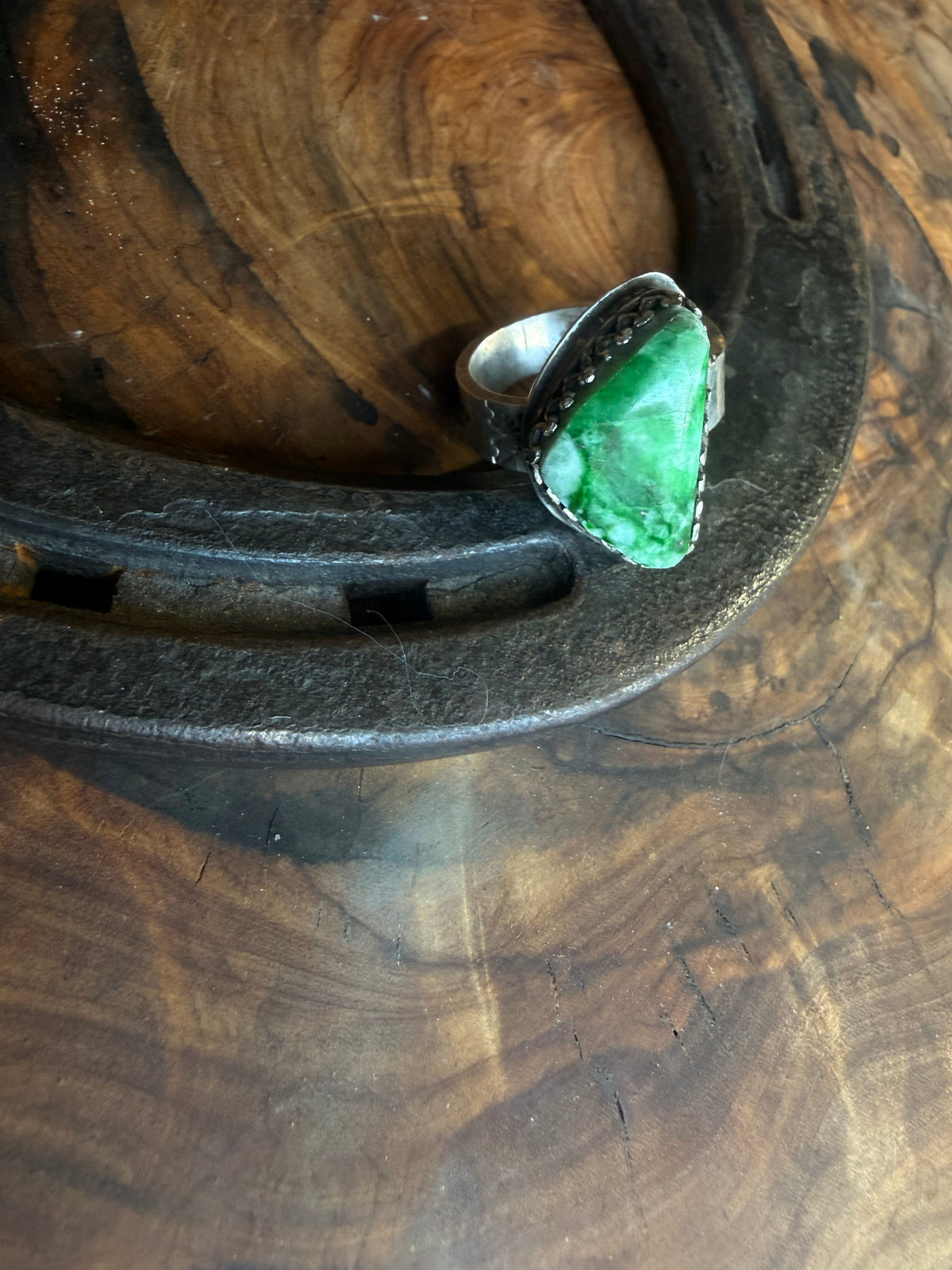 Dorothy Series | Apple Green Burmese Jadeite Ring | Size 8