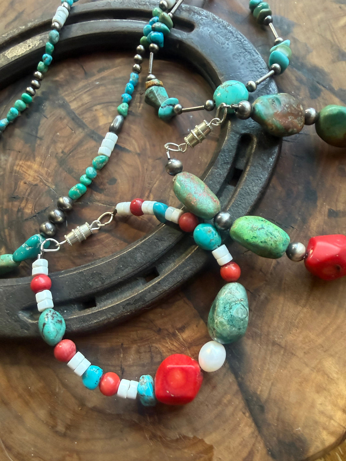 Turquoise & Vintage Bead Necklace and Bracelet Set by Bootleg Silver Co – view 3
