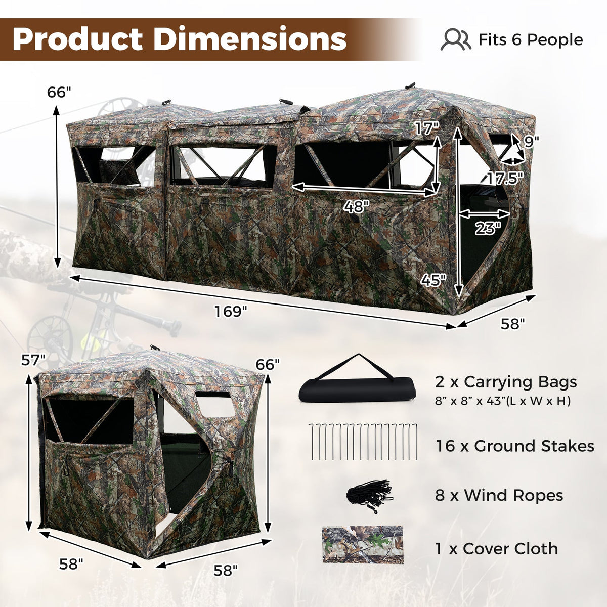 2-6 Person Double See-Through Hunting Blind – Modular Side-by-Side