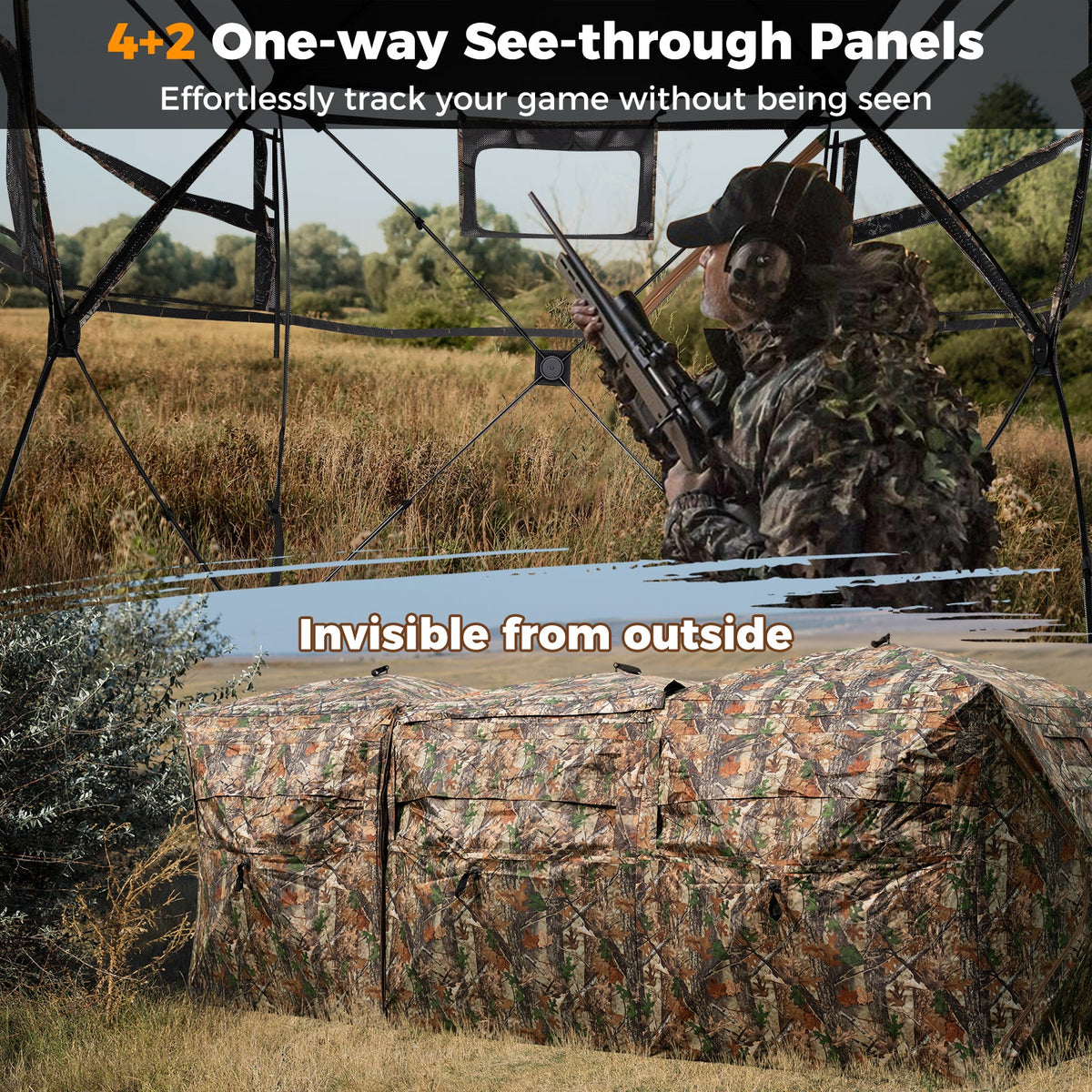 2-6 Person Double See-Through Hunting Blind – Modular Side-by-Side