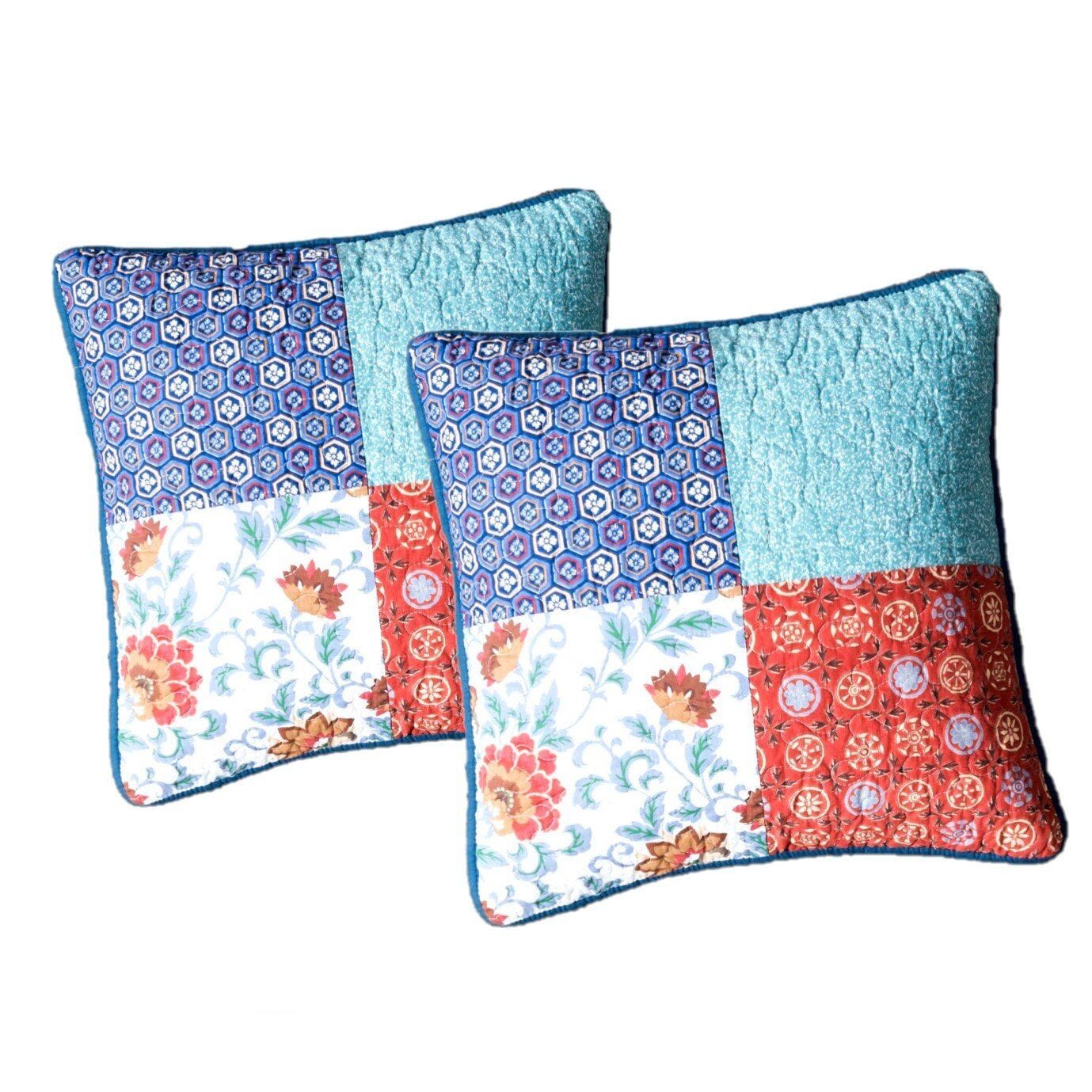 Set of 2-Pieces Farmhouse Patchwork Throw Pillow Covers
