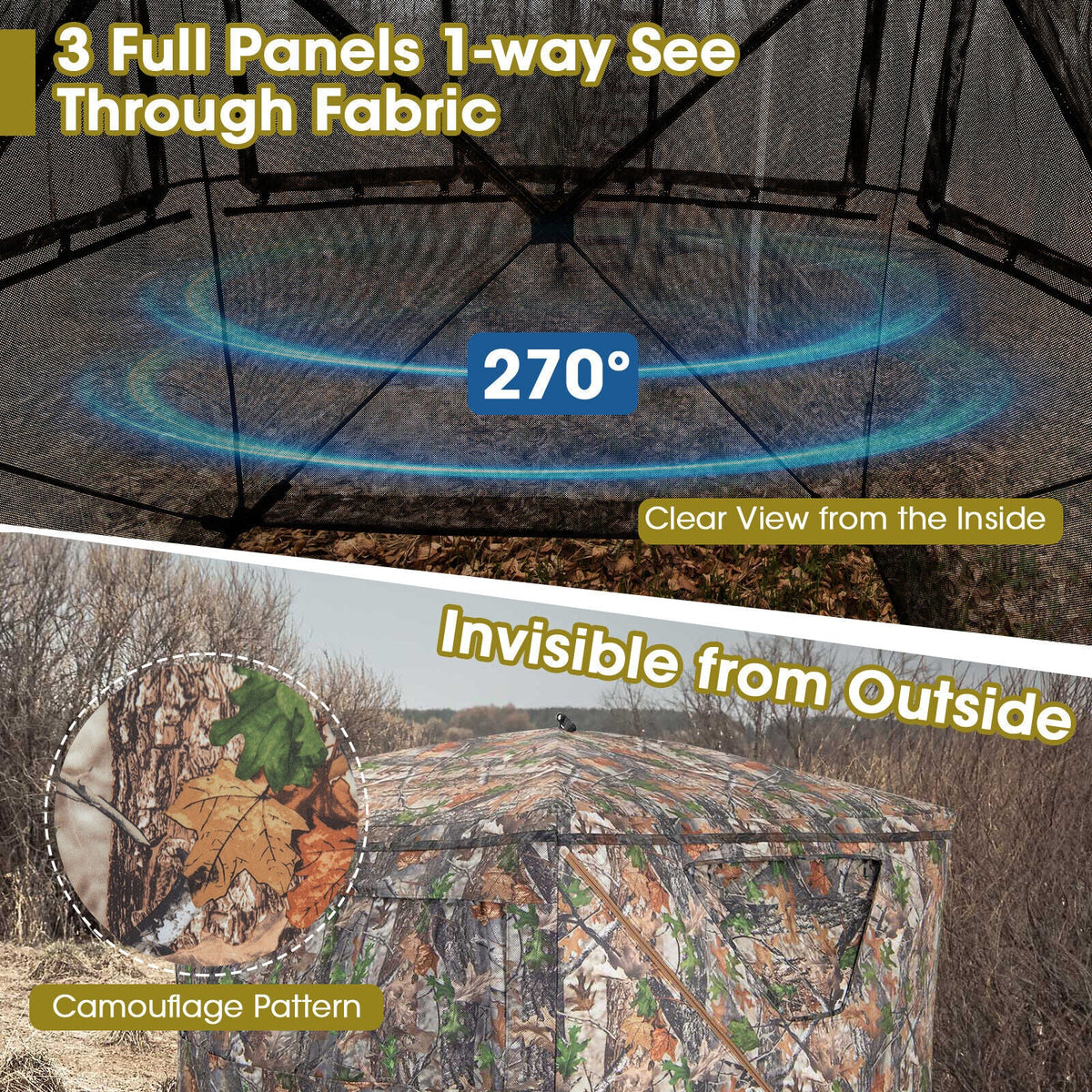 2-3 Person 270° See-Through Pop-Up Hunting Blind