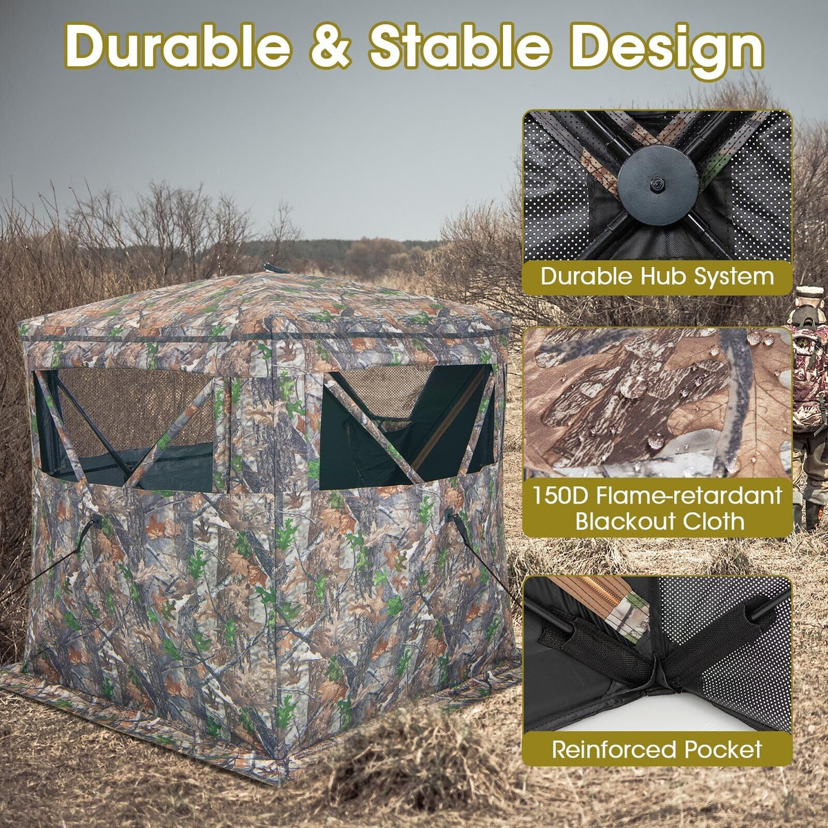 2-3 Person 270° See-Through Pop-Up Hunting Blind