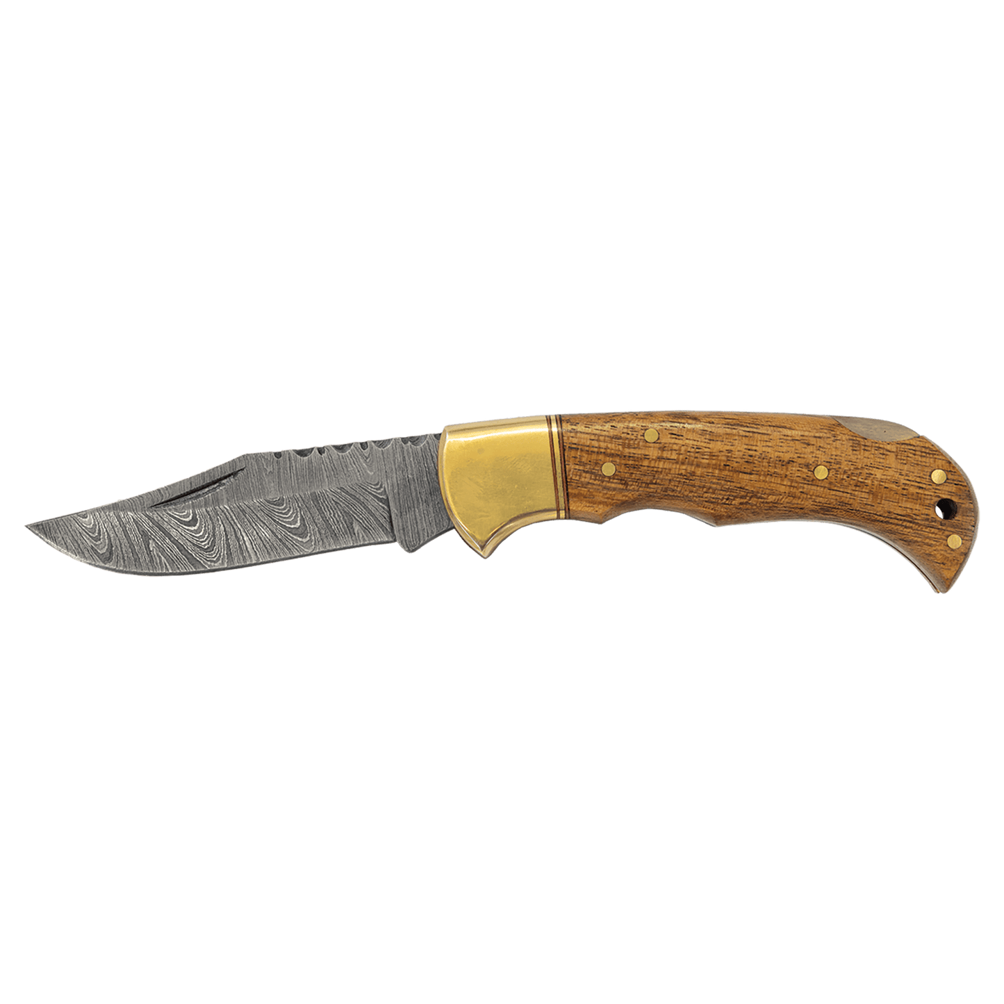 3.75" Damascus Steel Knife with Acadia Wood & Sheath