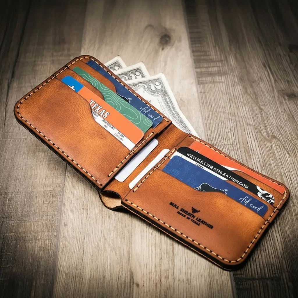 Handmade Full-Grain Leather Bifold Wallet for Men — Big Bend Bifold Wallet