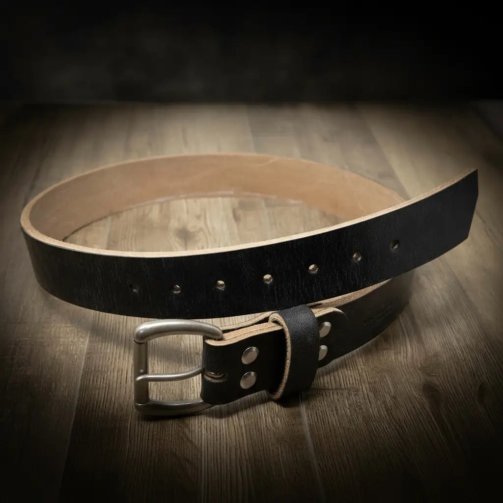 Handmade Full-Grain Leather Belt for Men — Men's Leather Belt - Black