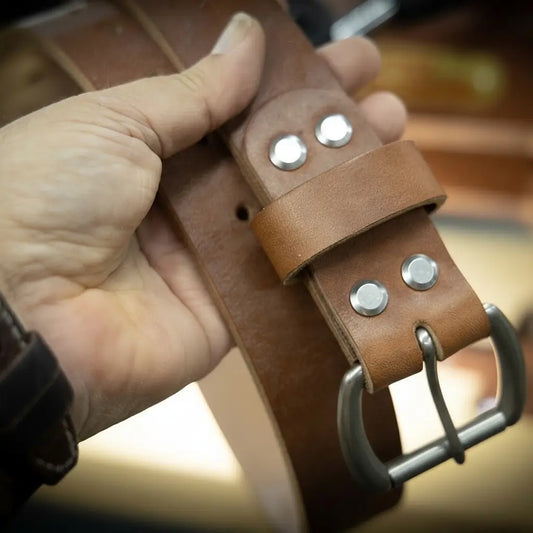 Handmade Full-Grain Leather Belt for Men — Men's Leather Belt - Oak Brown