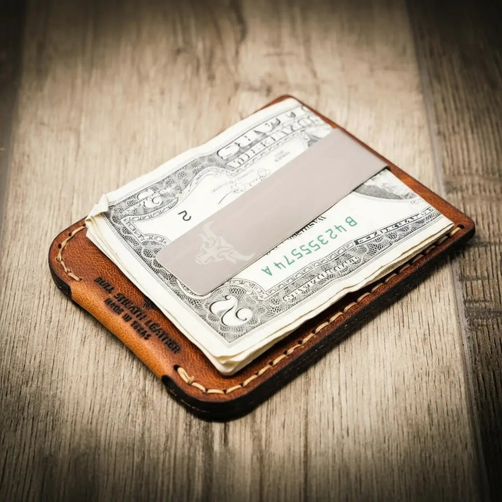 Handmade Full-Grain Leather Money Clip Wallet for Men — The Keller Money Clip