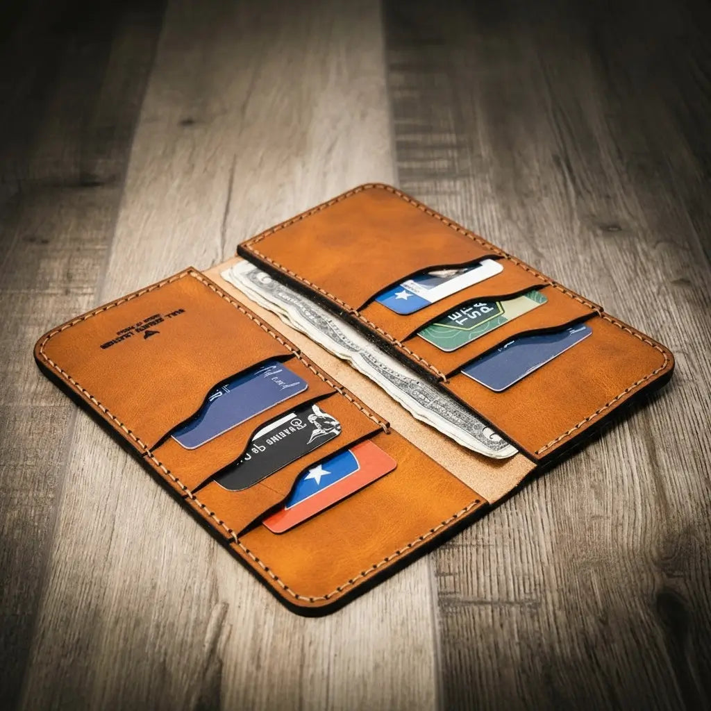 Handmade Full-Grain Leather Long Wallet for Men — Western Long Wallet